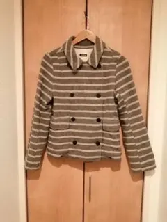 ジャーナルスタンダード　ボーダー柄ピーコート　ライトグレー　日本製