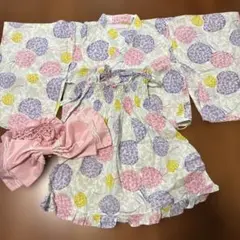 カラフル花柄　セパレート　浴衣セット 95cm以下