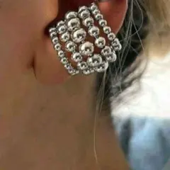 No.R163 シルバー イヤーカフ STAINLESS 1個 大振りボール