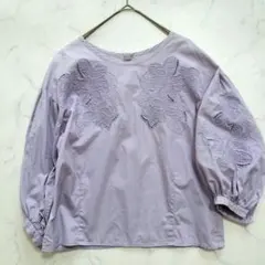 ジャーナルスタンダード　カットワークレースエンブロイダリーブラウス　刺繍　薄紫