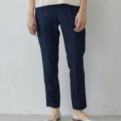 美品✨ ビアズリー スリム タックパンツ ストレッチ デニム ネイビー フリーのサムネイル