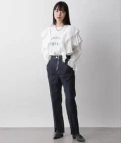 LOWRYS FARM CONEスリットデニムパンツ　ワンウォッシュのサムネイル