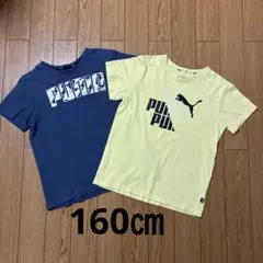 【160㎝】PUMA ロゴプリント 半袖Tシャツ 2枚セット／イエロー・ブルーのサムネイル
