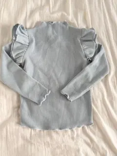 ohho. 水色 フリル長袖カットソー mサイズ