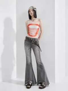 【新品】Desigual タンクトップ XL アイボリー ロゴ y2k シアーのサムネイル