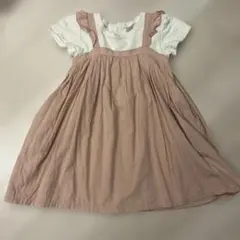 【綿100%】120petit mainプティマイン ドッキング半袖ワンピース