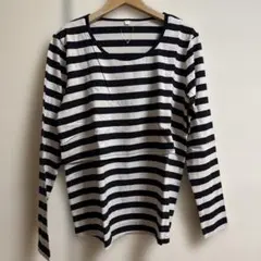 マタニティ　ボーダー 長袖Tシャツ M-Lサイズ