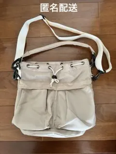 巾着型バッグ ショルダーバッグ ハンドバック 2way ベージュ