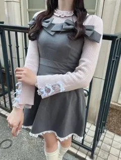 evelyn ビッグリボンキャミワンピース チャコール