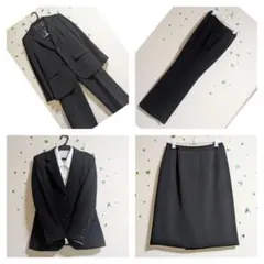 【美品】ブラックスーツ 3点セット（ジャケット・パンツ・スカート）事務服　通勤着