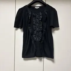 トランスワーク❤︎フリル黒ブラウス⭐︎超美品！