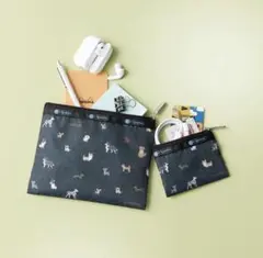 【新品】BAILA LeSportsac 愛嬌たっぷりワンコ柄ポーチセット