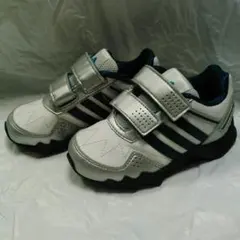 アディダスadidasキッズ用レザースニーカーベルクロ白×青14.0㎝新品未使用