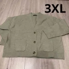 UNIQLO スフレヤーンＶネックショートカーディガン 3XL ライトグリーン