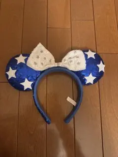 ミッキー耳カチューシャ 青と白の星柄