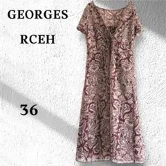 ジョルジュレッシュ　Vネックワンピース花柄　総柄　半袖　コットン　M