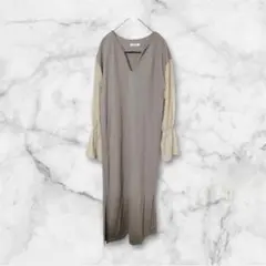 mily bilet ミウィビィレット袖切り替え Vネック ロングワンピース