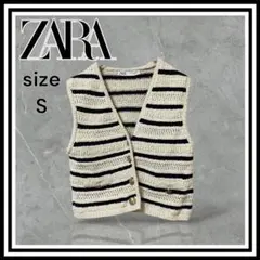 【ZARA/ザラ】 ボーダー Vネック ベスト S