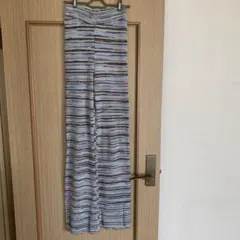 EMODAボーダー柄 ニットパンツ ブルー系
