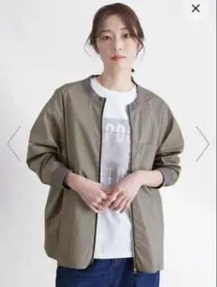 soeur7 ノーカラー シャツ ジャケット カーキのサムネイル