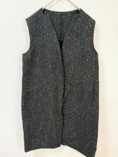 ツイード フォーマル　ロングジレ ベスト 黒 ラメ混 38 M　フォーマル