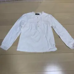 BEBE 白 長袖シャツ フリル付き