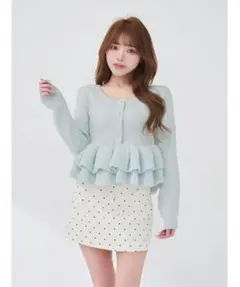 Darich ペプラムビジューニットトップス サックス