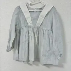 cottoli コトリ バースデイ セーラー襟 長袖ブラウス 水色 95cm