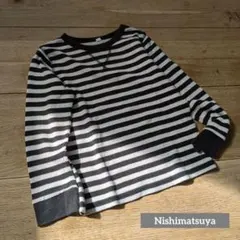 【西松屋】ボーダー ワッフルロンT