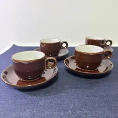 美品 ノリタケ フォークストーン カップ＆ソーサー 4客 昭和レトロ 飴色