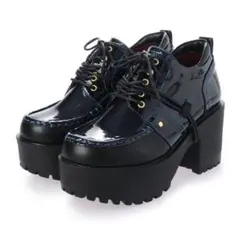 YOSUKE ヨースケ 厚底レースアップシューズ ブラックブルー LLサイズ