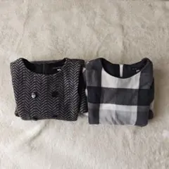 Bebe ノースリーブワンピース２点 130cm チェック柄、ヘリンボーン模様