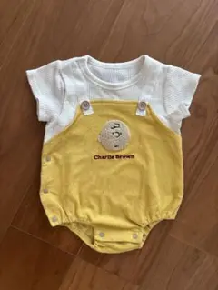 PEANUTS チャーリーブラウン半袖　ロンパース　サロペット風　70