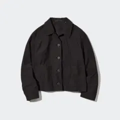 【ほぼ未使用】ユニクロ ジャージーショートジャケット ブラック XL