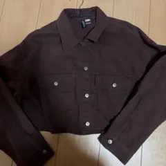 H＆M ブラウン デニムジャケット Gジャン ショート丈 クロップド