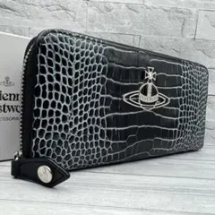 【美品】ヴィヴィアン ウエストウッド 長財布 クロコ型押し アニー メタルオーブ