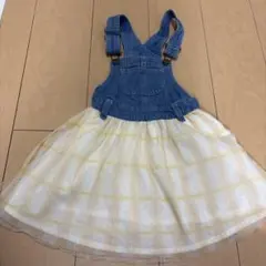 AURORA デニム ジャンバースカート チェック柄