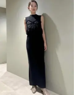 snidel チュールセットニットワンピース ブラック