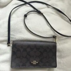 COACH ショルダーウォレット お財布ショルダー シグネチャー ブラウン