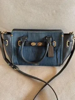 COACH コーチ デニム レザー 2WAY ハンドバッグ ショルダーバッグ