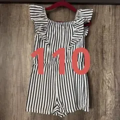 子供服　ストライプ　オールインワン　フリル付き