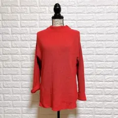 HUMAN WOMAN 綿 赤 ニット Mサイズ ゆったり 美品 レディース