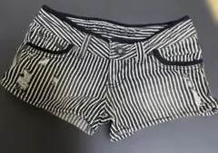 ストライプ ダメージ加工 ショートパンツ　y2k 平成ギャル