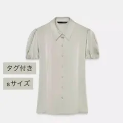 【新品未使用タグつき】ZARA サテン風シャツ 半袖　グリーン　大谷映美里