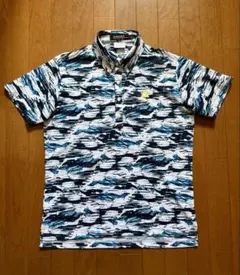 le coq sportif ルコックゴルフカモ柄半袖ボタンダウンシャツ L