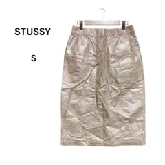 STUSSY メタリック ロングスカート ゴールド ウエストゴム　 Sサイズのサムネイル