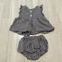 ギンガムチェック フリル付きセット 70cm