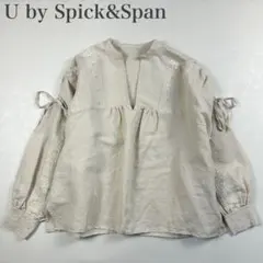 スピックアンドスパン 美品 リネン エンブロイダリー コンシャススリーブブラウス