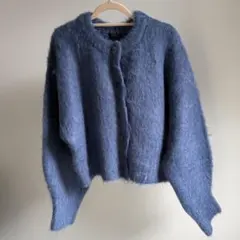 JEANASIS リッチシャギーショートクルーカーディガン　ブルーのサムネイル