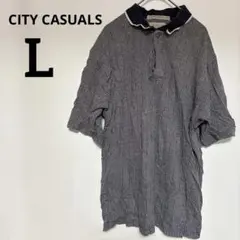 値下げ歓迎✨ CITY CASUALS 【L】 ポロシャツ 夏 おじT ネイビー